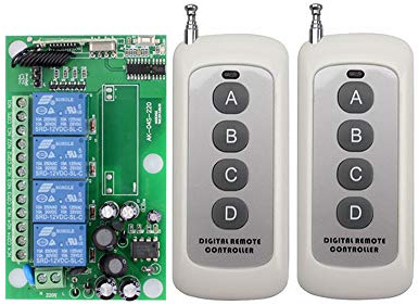 4 Kanal AC 230v 10A Funkfernbedienung Funkfernsteuerung Empfänger mit zwei Handsender 200M Reichweite Relaisausgang Funkscahlter funkrelais steuerung Pumpesteuerung Licht Motor modellbau Schranke