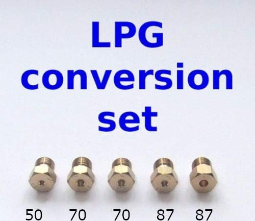 LPG Conversion Kit Jets/Nozzles 5 pack 1 x 50, 2 x70, 2 x 87 Thread M6 x 0.75