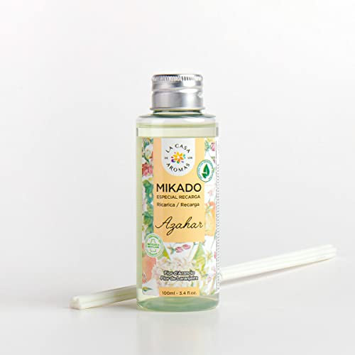 La Casa de los Aromas - Ambientador Mikado Aroma Azahar - Set Difusor Líquido para Reposición con Varillas - Fragancia Duradera - Ideal para el Hogar, Baño, Casa - 6 x 100 ml