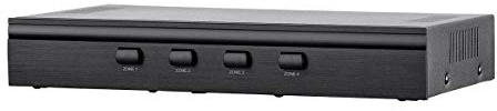 Monoprice SS-4 Premium 4 Channel Speaker Selector, with Impedance Protection, Supports 12-16 AWG Speaker Wire, Individual Zone On/Off Buttons, 138157, Black