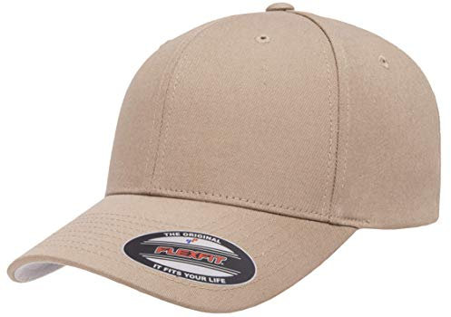 Flexfit Herren Taillierte Kappe aus Baumwoll-Twill Baseballkappe, Khaki, S/M