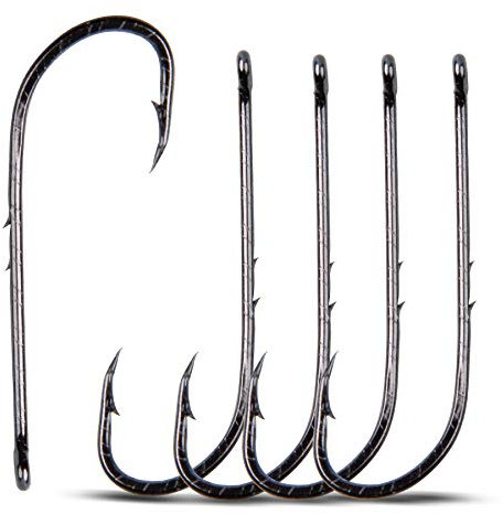 Baitholder Fishing Hooks,100pcs Barbed Shank Beak Long Shank Hooks High Carbon Steel Baith Holder Hook with 2 Barbs Bait Keep Jig Fish Hooks for Saltwater Freshwater Fishing (4#-100pcs)
