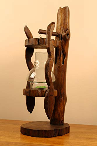 Kinaree Teak Laterne Windlicht - Teak Windlicht - 2 Lichter - Stehend oder Hängend - Braun