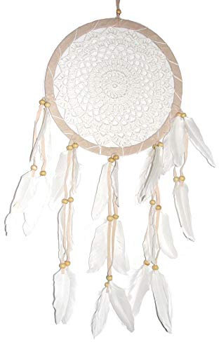 Traumfänger gehäkelt, Creme, 22 cm Dreamcatcher