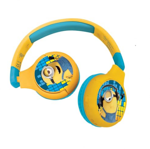 LEXIBOOK Despicable Me, 2-in-1 Bluetooth Headphones Stereo Wireless Wired, Kids Safe, Foldable, Adjustable, HPBT010DES