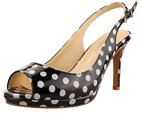 Damen Komfort Lackleder Sexy High Heel Plattform Sandalen Peep Toe Slingback Pumps Schuhe