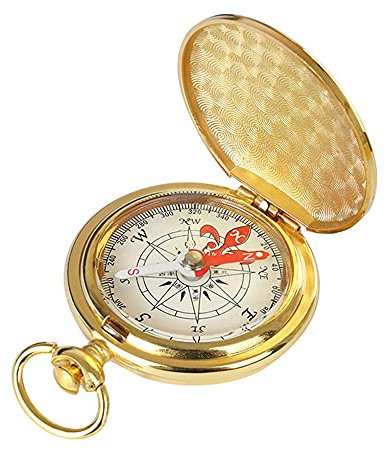 IKAAR Kompass Outdoor,Kompass Navigation Tools mit Leuchtziffern, Taschenkompass Geschenk für Camping, Wandern und andere Outdoor-Aktivitäten Gold