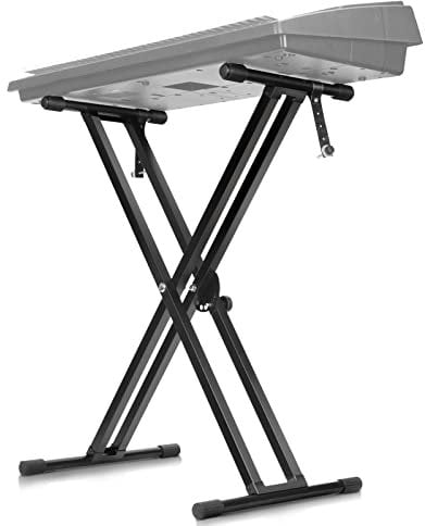CAHAYA Adjustable Keyboard and Panio Stand Heavt Duty Double X Style Gigital Electric Paino Stand with Locking Straps for 61 76 88 Keys, Model CY0245