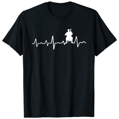 Lustige Cello Geschenk Motive Herzschlag Cellospieler EKG Cellist T-Shirt Schwarz Unisex-Erwachsene Klein