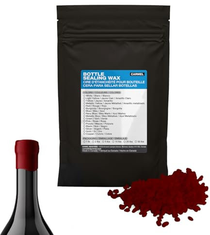 Carmel Flaschen-Siegelwachsperlen, dunkelrot (0,5 kg), schnell schmelzendes und hart abbindendes Wachs, um eine sichere Versiegelung auf Flaschenwaren für Wein, Ahornsirup und andere abgefüllte