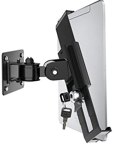 Keuvirya iPad Wall Mount, Security Anti-Theft Tablet Wall Mount Holder with Lock and Keys, 360° Swivel iPad Pro Mount, Compatible with 7-11 Inch Tablets (iPad, Galaxy Tab, Slate, Fire) – Black