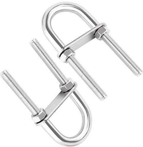 Metal Round U Bolt, Stainless Steel U Shape Bolts Length Steel with Hex Nut, Plate, Washer forr Attaching Piping Conduit Cable Tube Brackets Boat Trailer