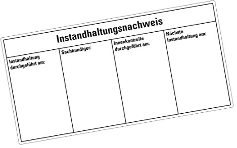 Instandhaltungsnachweis Feuerlöscher, DIN 14406-4, Folie, ablösbar, 120x60mm, 4/Bogen