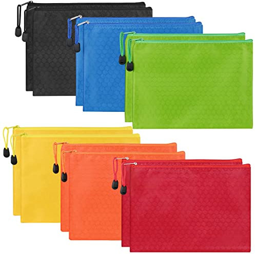 Wasserdichte A5-Dokumententaschen mit Reißverschluss, Brieftasche, Dokumententasche für Bürobedarf, Kosmetik und Reisezubehör, 12 Stück