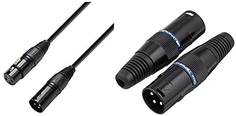 Adam Hall Cables K3DMF0600 DMX Kabel XLR male auf XLR female 6m & K3DMXT3 Terminator 3 pol 120 Ohm, 2 Stück