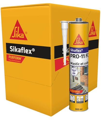 SIKA - Mastic-colle multi-usages - Sikaflex PRO 11 FC Purform Blanc - Mastic polyuréthane PU tout en 1 - Mastic multi-matériaux - Mastic étanche intérieur et extérieur - Carton de 12 cartouches 300 ml