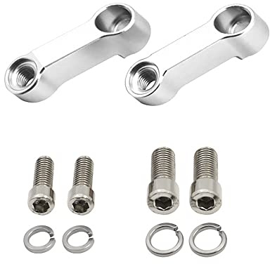 Larcele spiegelverlängerung motorrad, 10 mm 8mm Motorrad Rückspiegel Halterung für Motorrad-Rückspiegel, Halterung für Erhöhung des Rückspiegels MT/YSZ-01 MEHRWEG (Silber)