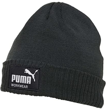 PUMA Workwear Mütze Herren Winter Beanie - Strickmütze mit Wärmepolsterung für Ohren, Atmungsaktive & Elastische Wintermütze - Oeko-TEX Zertifiziert, Perfekt für Outdoor Aktivitäten - Carbon