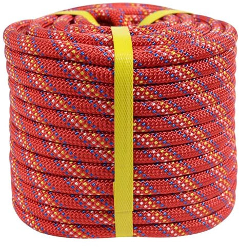 CRAYZA Double Braided Polyester Rope (1/2 in x 50 ft) Strong Arborist Rigging Rope 48 Strands for Tree Work Climbing Pulling Sailing, Red