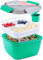 Greentainer Lunchbox, Bento Box Lunch-Behälter Salatbehälter Bento für Mittagessen,1500 ml, 3 Fächer mit 1 Gabel, auslaufsicher, mikrowellenfest Dunkel (Grün)