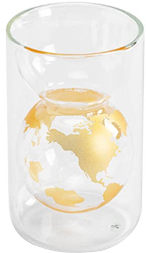 Kichvoe Tazza Forma Di Clessidra Con Mappa Del Mondo Bicchiere Creativo Per Cocktail Whisky e Vino Coppa Elegante e Riutilizzabile Per Bevande Calde e Fredde