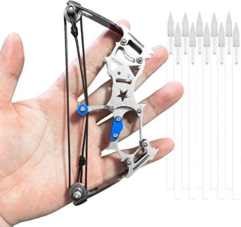 TIETHEKNOT Mini-Bogenschießbogen-Set Mini-Recurve-Bogen Mini-Jagdbogen Mini-Compoundbogen-Katapult RH/LH für Jagd-Schießübungen Bogenschießen Unterhaltungsspaß-Werkstoff Edelstahl, Beidhändig