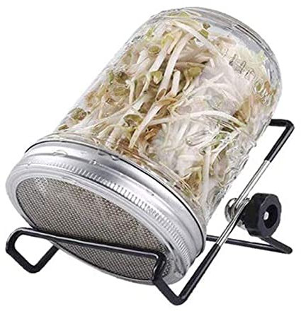 Peosevi Tarro germinación Semillas | Tapas y Soportes para brotes Cocina Acero Inoxidable Juego brotes Semillas | Cultivo brotes para Comer, Alfalfa, Frijol Mungo