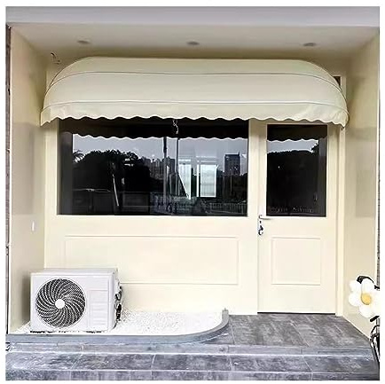 Französisch Gebogen Einziehbar Markise, Terrasse Markisen, Aluminium Polyester Terrasse Tür-Fenster-Markise, für Deck, Balkon, Hof, Überdachung für Den Außenbereich ( Farbe : Weiß , Größe : 120X80X80C