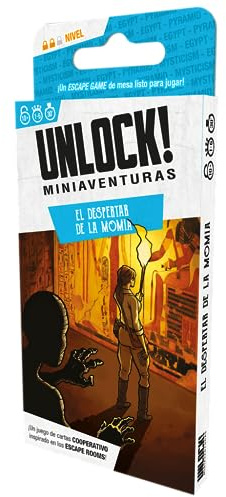 Asmodee | Unlock! Mini-Abenteuer Das Erwachen der Mumie | Escape Room Brettspiel für Erwachsene und Familien, ab 10 Jahren, 1 bis 6 Spieler, 30-45 Minuten, Spanisch