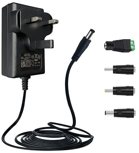 ANLINK 24V 1A/1000mA 1.8M Long Power Supply Adapter, AC 100-240V to DC 24V 1A 24W Switching Adapter Wall Plug with 4 Tips for LED Strip Light, Massage Gun, Humidifier and More,UKCA Certified