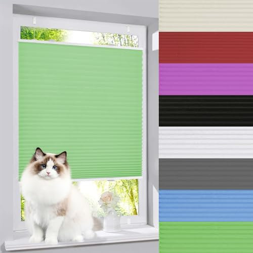 Temporary Blinds for Windows 100 x 210 cm Adjustable Privacy Protection Light Filtering Shade Quick and Easy Assembly Parts Included for Living Room, Office, Green