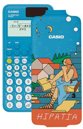 Casio FX-85SP CW - Calculadora Científica de Hipatia ilustrada por Conxita Herrero, Recomendada para el Curriculum Español y Portugués, 5 Idiomas, más de 300 Funciones, Solar, Color Azul