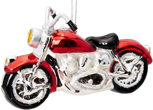SIKORA BS912 Chopper Motorrad rot Christbaumschmuck Glas Figur Weihnachtsbaum Anhänger