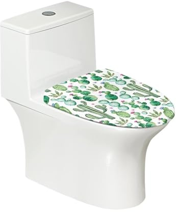 COEQINE Copertura del coperchio del WC con stampa di cactus, bianca, alla moda, casual, per casa, bagno, leggera, portatile, con bordo elastico, accessori per il bagno decorazione