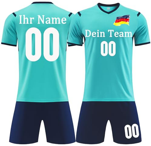 OPUTWDF Fussball Trikot Kinder Set Personalisiert Fußball Trikot Anzug Herren/Junge Football Tshirts Shorts Trikot mit Eigenem Namen