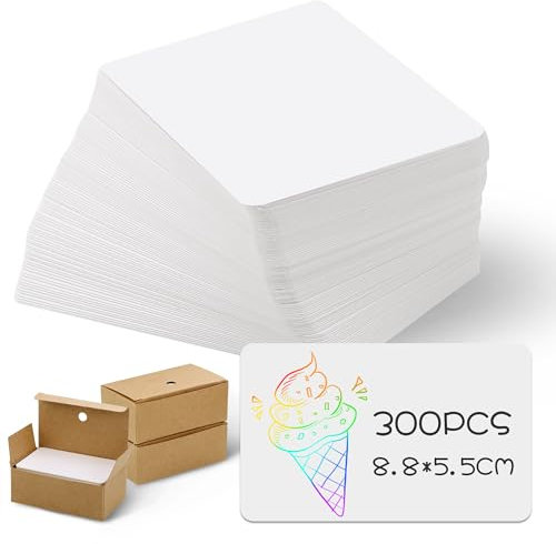 JIANTA 300 Hojas Tarjetas Blanco, 250g/㎡ Cartulina Blanca 8,8*5,5 cm, Tarjetas de Visita, Flashcards Estudio, Tarjetas Kraft de Estudio, Etiquetas de Regalo para Juegos de Memoria, Grafiti, Mensajes