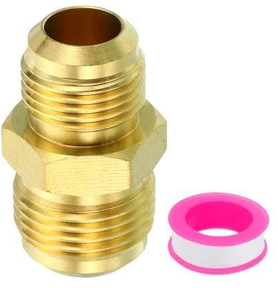 PATIKIL Conector de Latón de 1/2 x 5/8 Macho de Rosca Cónica 45 Grados Latón Adaptador para Manguera Reductor Rosca Unión Tubo Acoplador Tubo Refrigeración y HVAC Tubería Abocinada