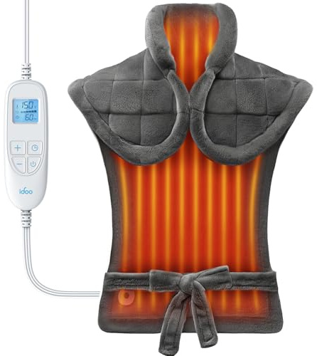 iDOO Heating Pad for Neck and Shoulders and Back for Pain Relief, Mothers Day Gifts for Mom Women Men Elderly, FSA Eligible Items & HSA Store, Large 24x33 Weighted Electric Heat Pads for Back Gray