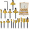 SPEEDWOX 15 Pieces Router Bits Set 1/4” Router Bit Shank Tungsten Carbide Router Bits with Storage Case Chamfer Router Bits for Woodworking on Wood For Tables Doors Cabinets Shelves