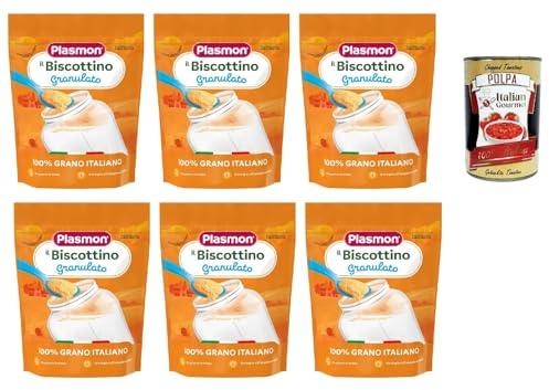 Plasmon Biscottino Granulato, dal 6° mese, 100% grano italiano 6x 350 g + Italian Gourmet polpa 400g