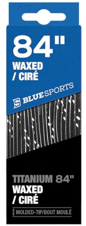 Blue Sports Pro gewachste Schnürsenkel, verschiedene Größen und Farben, Eishockey-Schnürsenkel für Hockeyspiele und sportliche Personen (Schwarz/Weiß, 213,4 cm)