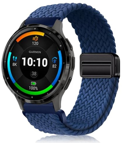 PaceBid 22mm Nylon Armband für Garmin Venu 3 45mm/Forerunner 265/255/Venu 2 Geflochtenes Magnetisch Ersatzarmband für Huawei Watch GT 5 46mm/GT 5 Pro 46mm/GT 4 46mm/GT 3 46mm/Watch 4 46mm - Blau