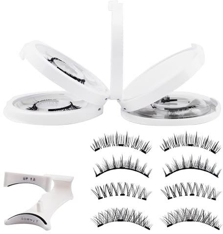 GEMERRY 4 paires Faux Cils Magnetique Magnetic Lashes Faux Cils Magnétiques Avec Applicateur Pas besoin de Colle Cils Magnétiques Aspect Naturel & Imperméables Cils Magnétiques Sans Eye-liner(MR-4)