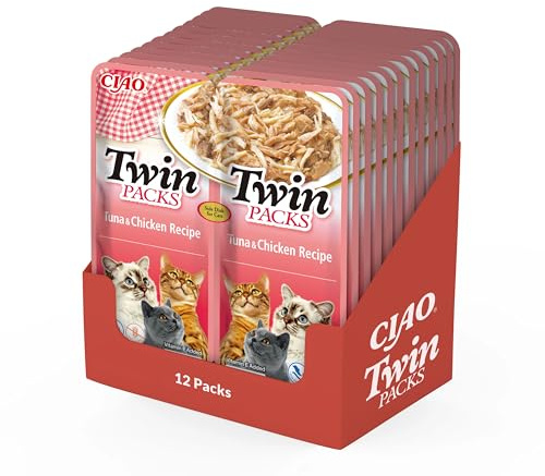 Ciao Twin Pack by INABA Wet Cat Food: Tuna & Chicken Recipe in Tuna Broth (24 x 40g) / Grain-Free, Rich in Protein, Natural Ingredients, Delicious and Healthy, Side Dish, Complement, Wet Cat Food
