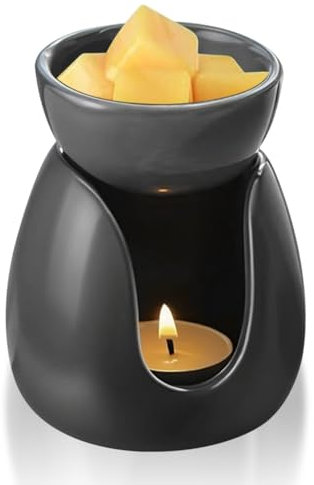 FYting Duftlampe für ätherische Öle - Keramik Diffusor mit Teelicht, Aromatherapie Ofen, Kerzenhalter für Halloween, Weihnachten, Geburtstag (Schwarz)