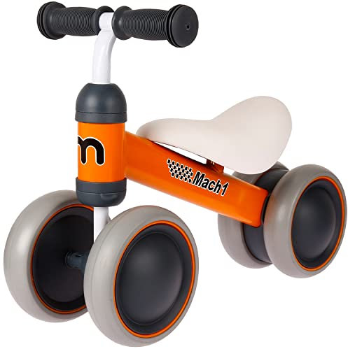 Mini Kinder Kleinkinder Laufrad | von 1-3 Jahre | 4 weiche leise Räder | Lauflernrad Kinderlaufrad Rutscher (Orange)