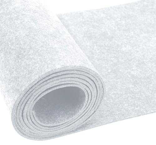 Yuragim Feutrine Blanche Rouleau de Feutre 40cm×250cm×3mm Vendu au Mètre Tissu en Felt, Feutrine Loisir Creatif pour Doublure de Boîte à Bijoux DIY Sacs en Feutre Cousus, Artisanat Patchwork, Couture