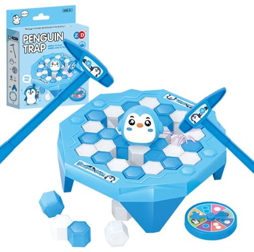 Pinguin Spiel Eispickel-Pinguin-Herausforderung Plitsch Platsch Pinguin Spiel Speichern Sie das Pinguin Brettspiel,Lustiges Familien-Brettspiel,Partyspiele für Kinder ab 3 Jahren (Blau Pinguin)