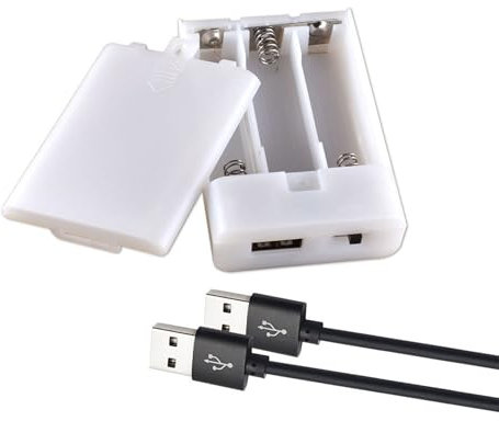 Telidif Battery Case Box with USB Port, 3 x 1.5V AA Battery Holder, Plastic Battery Case with ON/OFF Switch, White, for DIY Projects, LED Lights, Christmas Decorations, and Power Bank Applications