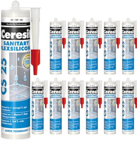 Sanitär Silikon Manhattan Grau- Sanitärsilikon für Bad und Küche - Schimmel und Pilzschutz- UV- Beständig gegen Reinigungsmittel - dauerhafte Elastizität (12 x 280ml)